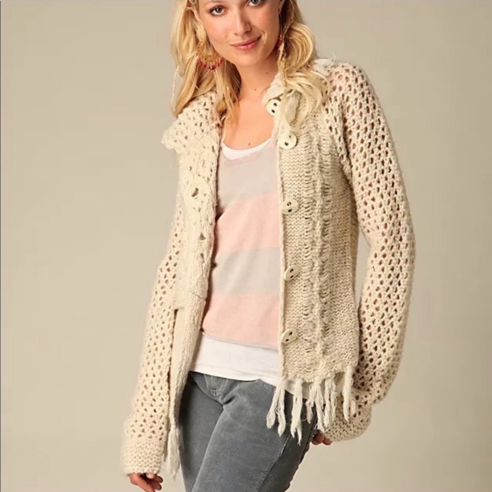 Free People wool Boho fringe cardigan